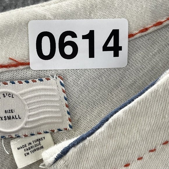 Postage Stamp Top Women's X Small Cream Striped Notch Collar Keyhole Back Top - Picture 8 of 8